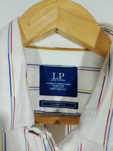 (Louis Philippe)White Stirped Shirt For Men&#39;s