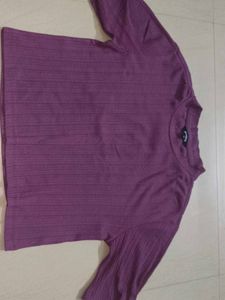 Purple Ribbed Crop Top