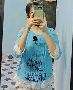 Blue Cold Shoulder Top