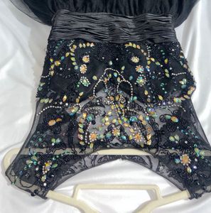 Black Stone Embellished Cocktail Short Dress