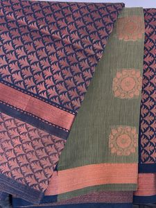 Elegant Green &amp; Navy blue Saree