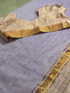 South Cotton Saree, Beautiful Lavender And Light Peach Colour Combination