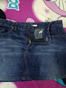 Jam Basic Dark Wash Denim Mini Skirt