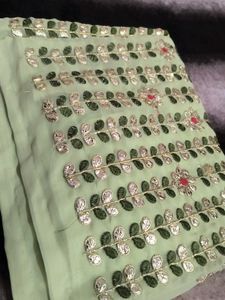 Embroidered Green Palazzos