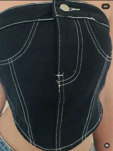 Black Denim Corset Top