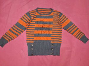 Striped Orange & Grey Pullover