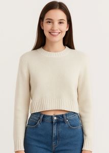H&M Cream Knit Cropped Sweater