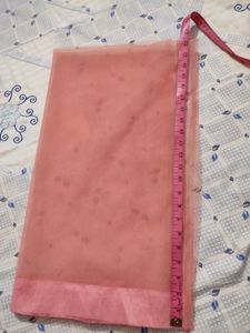 Green Blouse With Pink Net Dupatta