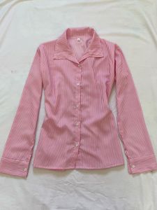 Pink white Striped fitted Corset Shirt