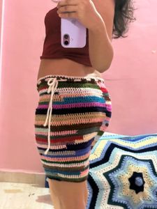 Multicolour Crochet Mini Skirt