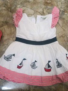 Cute Boat Print Baby Dress