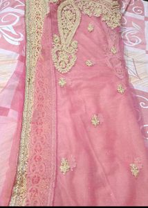 Elegant Beige &amp; Pink Embroidered Saree