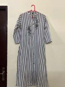 Striped Embroidered  Kurti