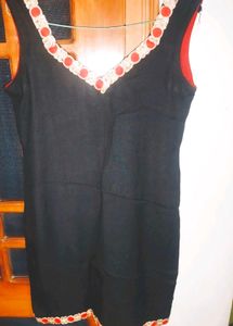 Vintage Black Sleeveless Shirt Kurti