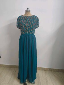 Teal Embellished Maxi Dress
