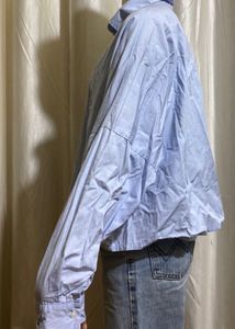 Light Blue Button Down Crop Shirt