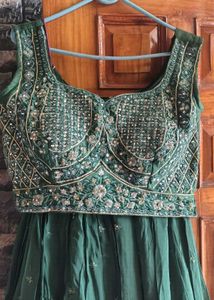Emerald Green Embroidered Lehenga Set