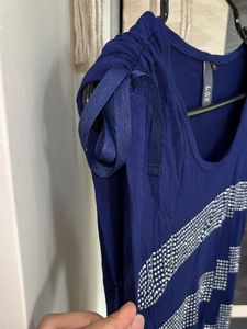 L.O.V. Navy Blue -N- Silver Glitter Studded Top