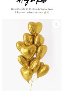 10 Foil Golden  Heart Balloon