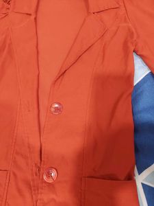 Retro Orange Puff Sleeve Blazer