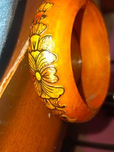 Carved Wooden Bangle Bracelet