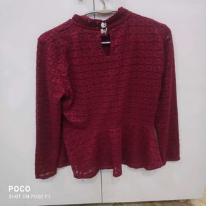 Burgundy Peplum Top