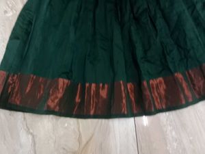 Green Pattupavada With 2 Blouses