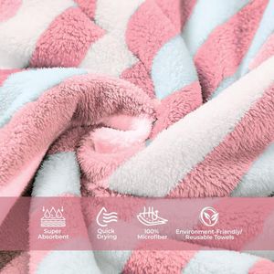 Pink Striped Plush Towel