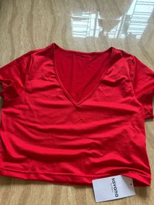 Red Satin Crop Top XL