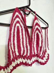 Pink &amp; White Knit Top