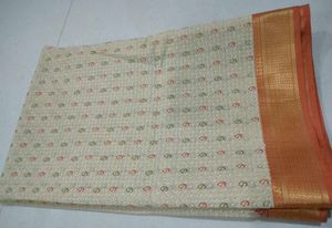 Elegant Cream &amp; Gold Saree