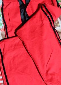 Red Bellbotton Type Pant With Black Strips!!