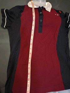 (Fredberry)Maroon &amp; Black Polo 👕 With White C