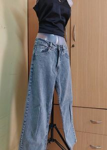 Gray Wide-leg Denim