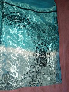 Blue Floral Crape Saree