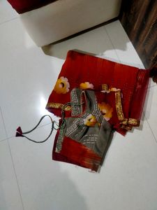 Net Pallu Red Saree❤️