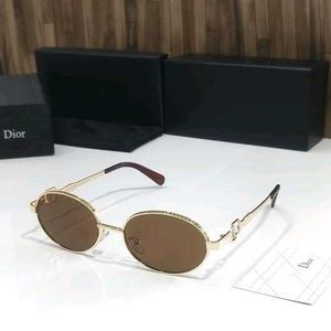 Dior Gold Brown Oval Sunglasses For Women