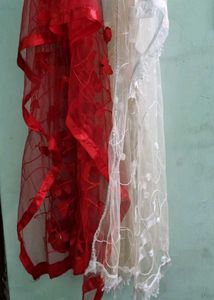 Red & White Dupatta