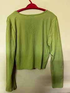 Lime Green Solid Ribbed Top