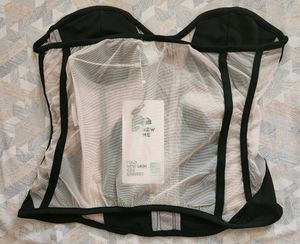 Black Cut-Out Detailed Sweetheart Neck Corset Top