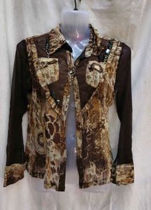 Brown Patterned Sheer Top