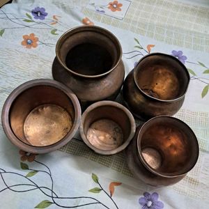 5 Vintage Copper Pooja items.