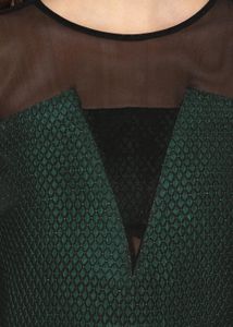 KAZO Luxe Green Georgette One-Piece | Black Long S