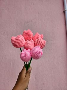 Crochet Pink Tulip Bouquet