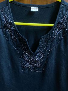 Black Embellished Tank Top