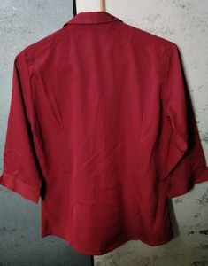 Burgundy 3/4 Sleeve Formal Shirt