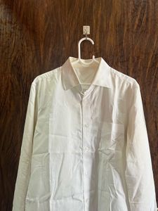 42/L Men Cotton White Shirt