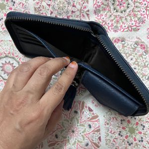 Navy Blue Classy Wallet With Multiple Pockets For Cards And Separate For Coins