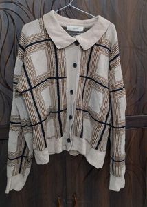 Plaid Knit Korean Cardigan