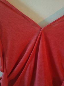 Pink Ruffle Sleeve Wrap Style Top From Azorte